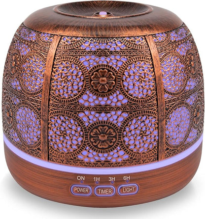 ARVIDSSON 500ml Essential Oil Diffuser, Metal Diffusers for Essential Oils, Aromatherapy Oil Diffuser for Large Room, Color Changing Mood Light & Mist Timer Setting, Gift for Women