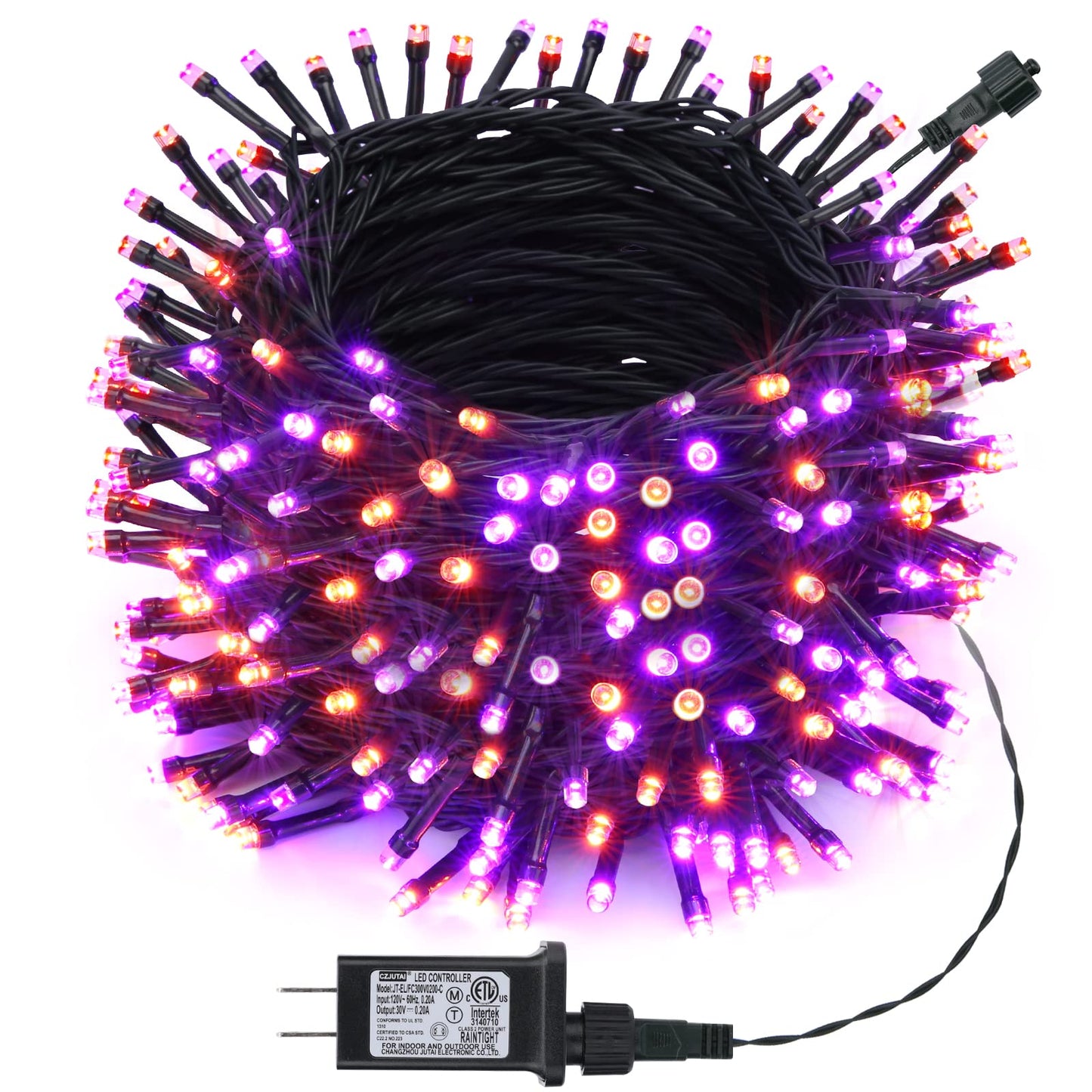 Toodour Halloween Orange & Purple Lights, 131ft 350 LED Plug in String Lights with 8 Modes and Timer, Connectable, Waterproof Halloween Outdoor Lights for Home, Party, Garden,Holiday Decorations