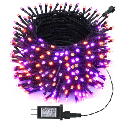 Toodour Halloween Orange & Purple Lights, 131ft 350 LED Plug in String Lights with 8 Modes and Timer, Connectable, Waterproof Halloween Outdoor Lights for Home, Party, Garden,Holiday Decorations