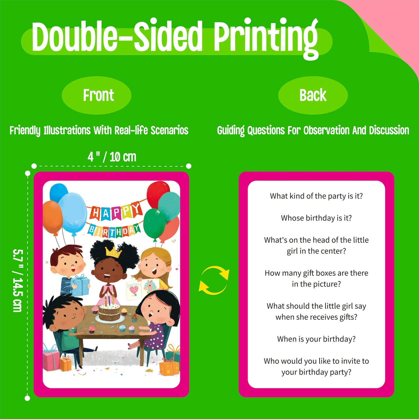 80 Scene Conversation Cards,480+ Questions Of What,Where,Who,Why & How,Materials for Social Skills,Learn Through Friendly Illustrations Of Situations,Develop Emotional Intelligence & Critical Thinking