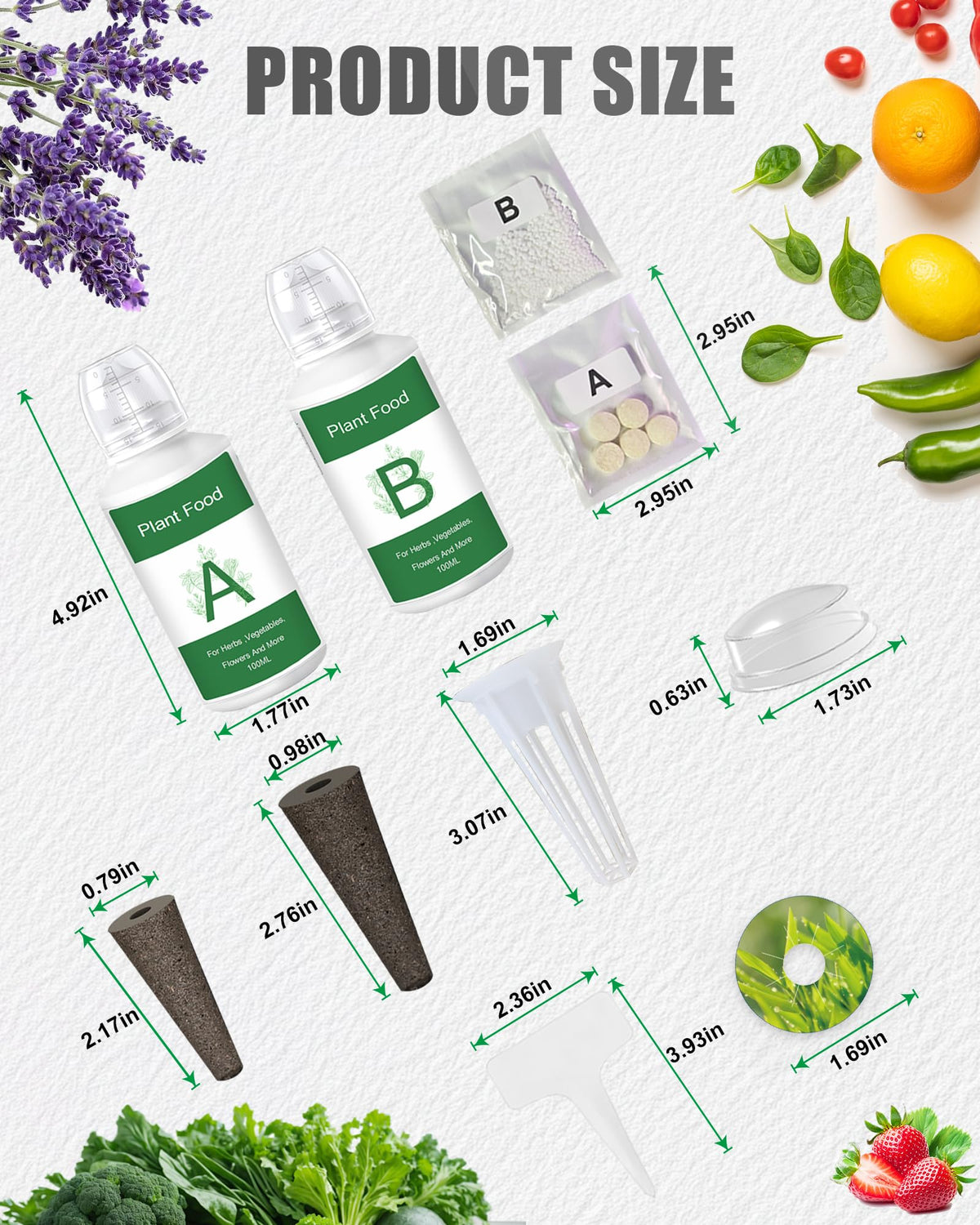 167 Pcs Hydroponic Seed Pods Kit Supplies for Aerogarden Pods,60 Grow Sponges,15 Grow Baskets,15 Grow Domes,60 Pod Labels,15 Labels,2 A&B Plant Food - Hydroponic Supplies Compatible with Most Brands
