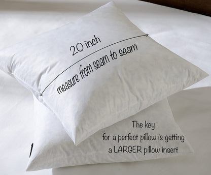 20x20 Decorative Throw Pillow Inserts-Down Feather Pillow Inserts-Square-Cotton Fabric-Set of 2-White.