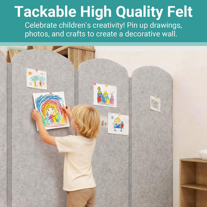 Foldable Kids Room Divider, Freestanding Classroom Partition,Toddler Play Screen, Children's Playroom Separator, Noise Reducing Felt Panel for Preschool, Daycare & Focused Learning at Home Library
