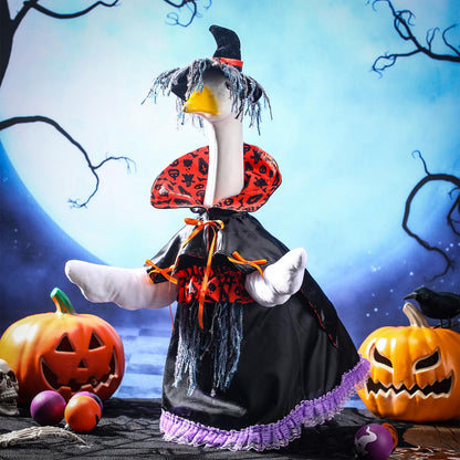 Cutecrop Halloween Goose Outfit Witch Goose Clothes for 23" High Cement or Plastic Lawn Clothing Porch Garden Costume for Yard Lawn Outdoor Garden Patio Statue Holiday Decor