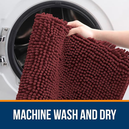 OLANLY Large Bathroom Rugs 70x46, Soft Absorbent Chenille Bath Rugs, Rubber Backing Quick Dry, Machine Washable Bath Mats for Bathroom Floor, Tub and Shower, Home Decor Accessories, Andorra Red-Brown