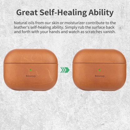 Belemay Handcrafted Crazy Horse Leather Case for AirPods Pro 3rd Gen (2025), Vintage Aesthetic, Two-Tone Effect, Unique Patina, Compatible with MagSafe, Compatible with Airpods Pro 3, Pine Green