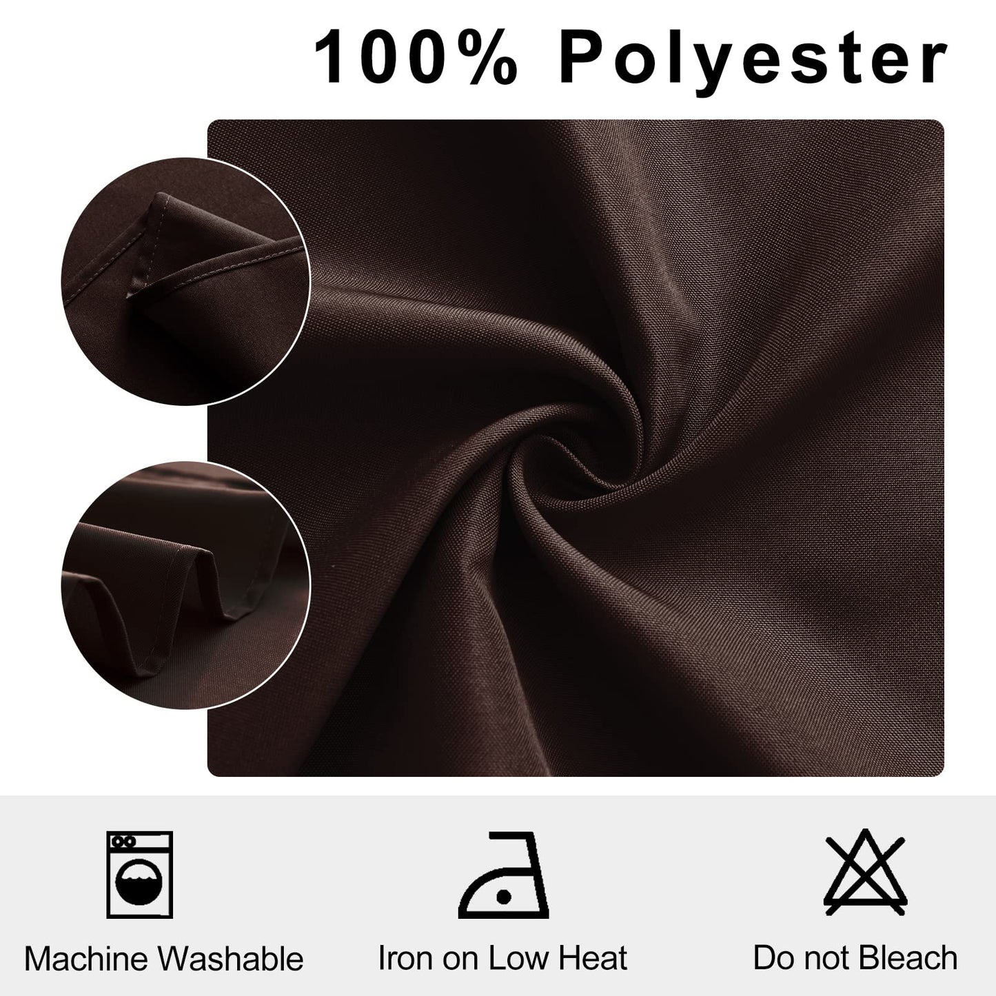 Hiasan Cloth Napkins Set of 6, 18 x 18 Inch, Washable Chocolate Dinner Napkins with Hemmed Edges for Restaurant, Wedding and Holiday