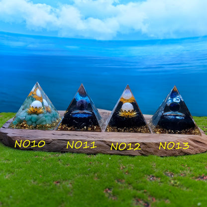 Healing Crystals Orgone Pyramid for Positive Energy, Stress Reduction, and Attracting Wealth and Luck Reduce Stress and Promote Healing with this Crystal Pyramid Home Decor (NO4,6cm)