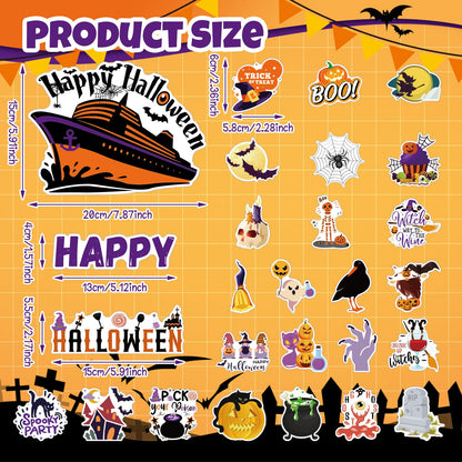 27 Pcs Halloween Cruise Door Magnets Decorations Funny Cruise Ship Door Magnets Magnetic Reusable Magnet for Graduation Cabin Ship Carnival Refrigerator Office Car Accessories