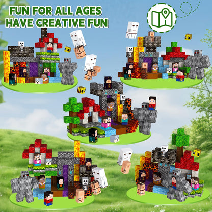 200 PCS 0.8in Magnetic Blocks ,Magnetic Building Cubes, Build 11 unique characters Adventure World Set,Stacking Magnets, STEM Sensory Toys for Ages 3+ Toddlers Kids Girl Boys Birthday Party Gifts