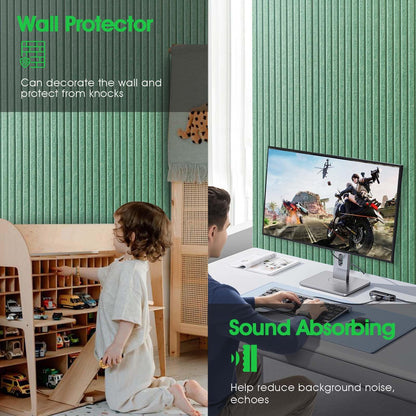 Large Cork Board for Office, 8 Pack Felt Wall Tiles with Slat Wall Paneling and Safe Removable Adhesive Tabs, Felt Bulletin Board Pin Board Cork Boards for Walls - Jade Green