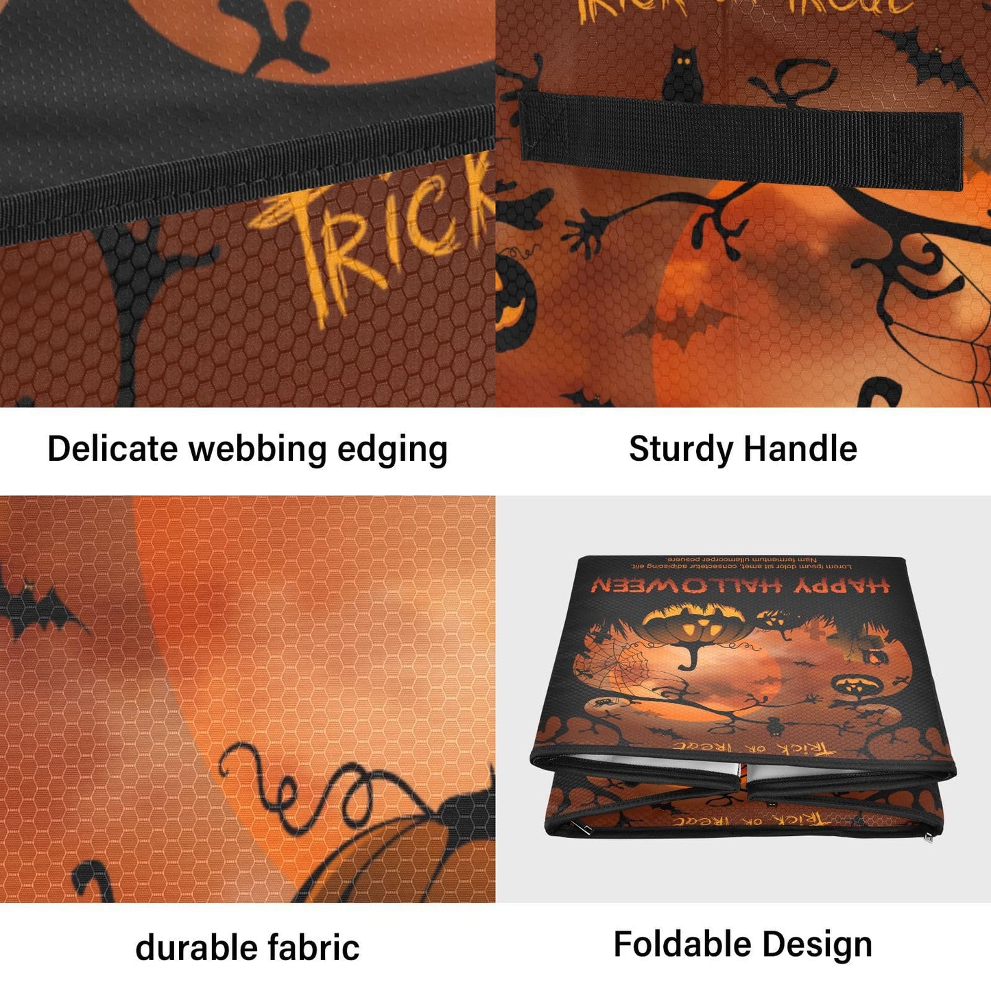 YETTASBIN Halloween Pumpkin Large Christmas Ornament Storage Box with Zipper & Adjustable Dividers, Storage Container with Lid & Handles for 64 Holiday Ornaments 3-Inch, 13 x 13 Inch