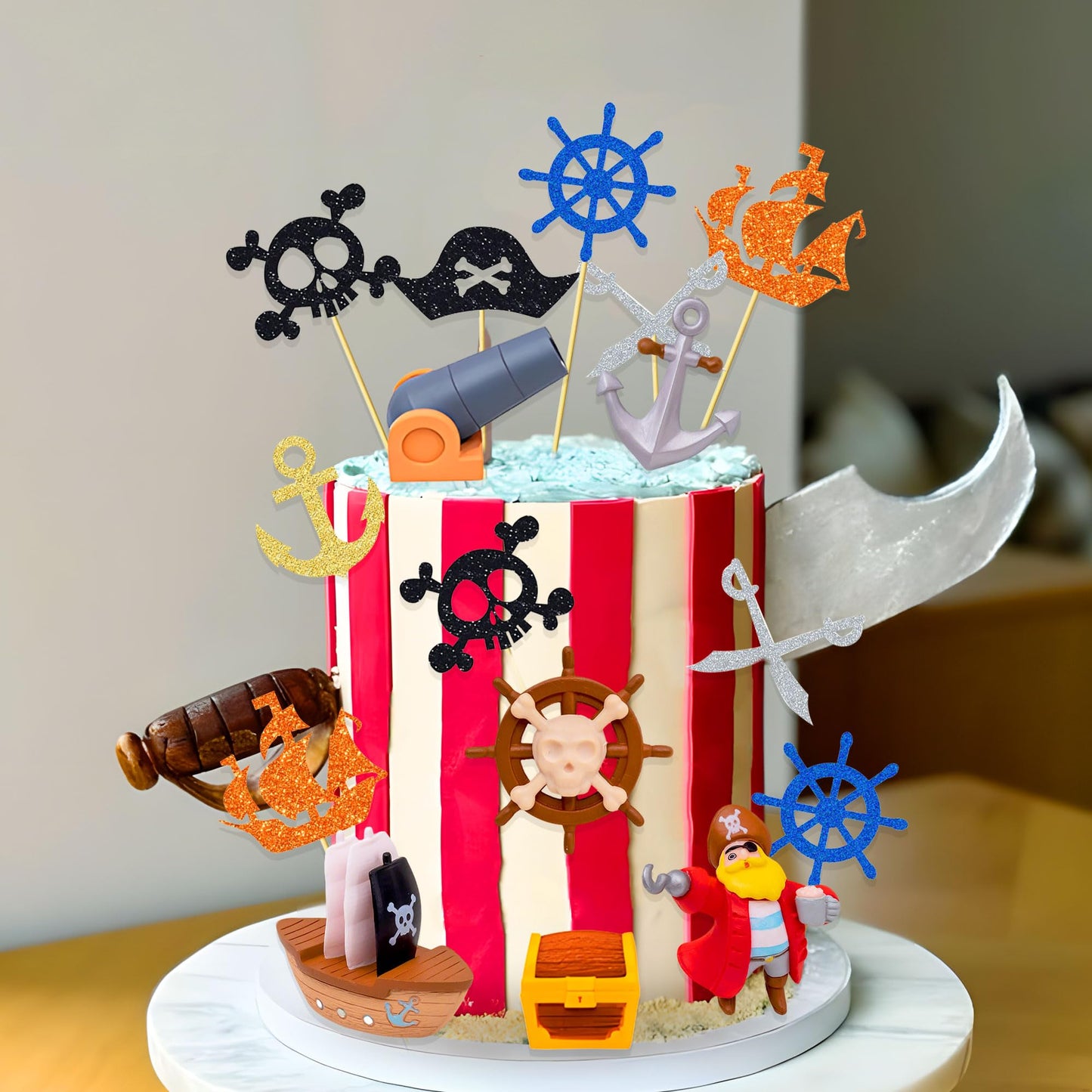 Pirate Birthday Cake Decoration Pirate Birthday Party Supplies Treasure Chest Cake Decoration Pirate Cupcake Picks Pirate Ship Cake Decoration Treasure Hunt Cake Decor