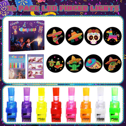 Sauyoza 36 Pack Mexican Party Favors LED Finger Lights Bulk, Cinco de Mayo Party Goodie Bags Fillers, Glow in the Dark Mexican Party Supplies, Classroom Treasure Box Rewards