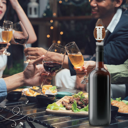 Cheers Silver Football Wine Bottle Stopper with Rhinestone Crystals - Cute Sparkling Sports Seal Topper for Wine Bottles, Unique Bar Gifts for Women and Men