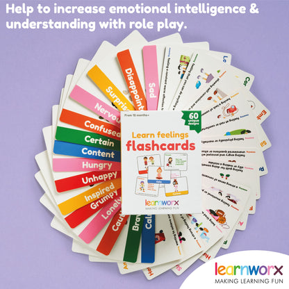 Emotion Cards for Kids, Feeling Cards Game | 60 Emotion & Feeling Flash Cards for Kids | Learn Feelings and Needs Cards | Teach Mixed Emotions & Emotional Intelligence Cards to Children & Toddlers