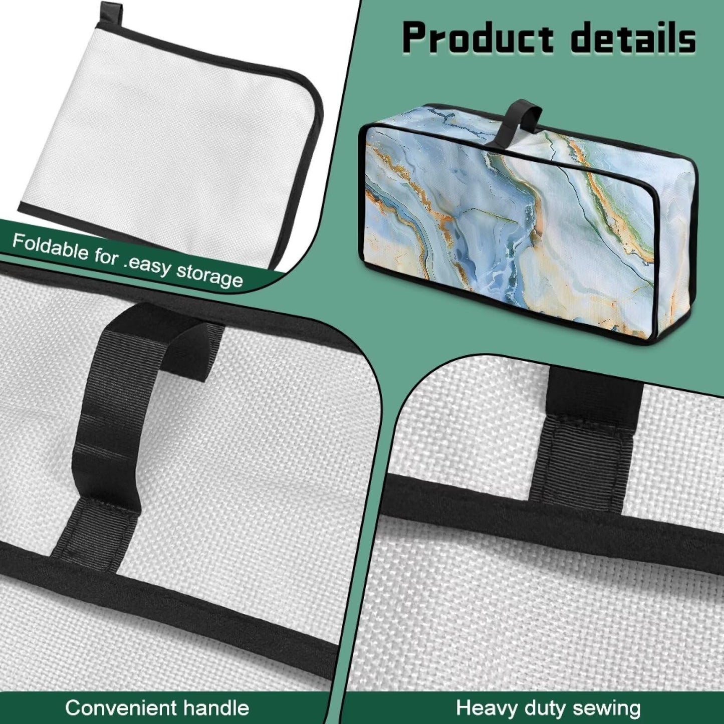 Psesaysky Marble Print Slim Toaster Bread Machine Cover with Handle Fits for Most Standard 2 Slice Long Slot Toasters, Keep Kitchen Appliance Clean Dust-proof Cover