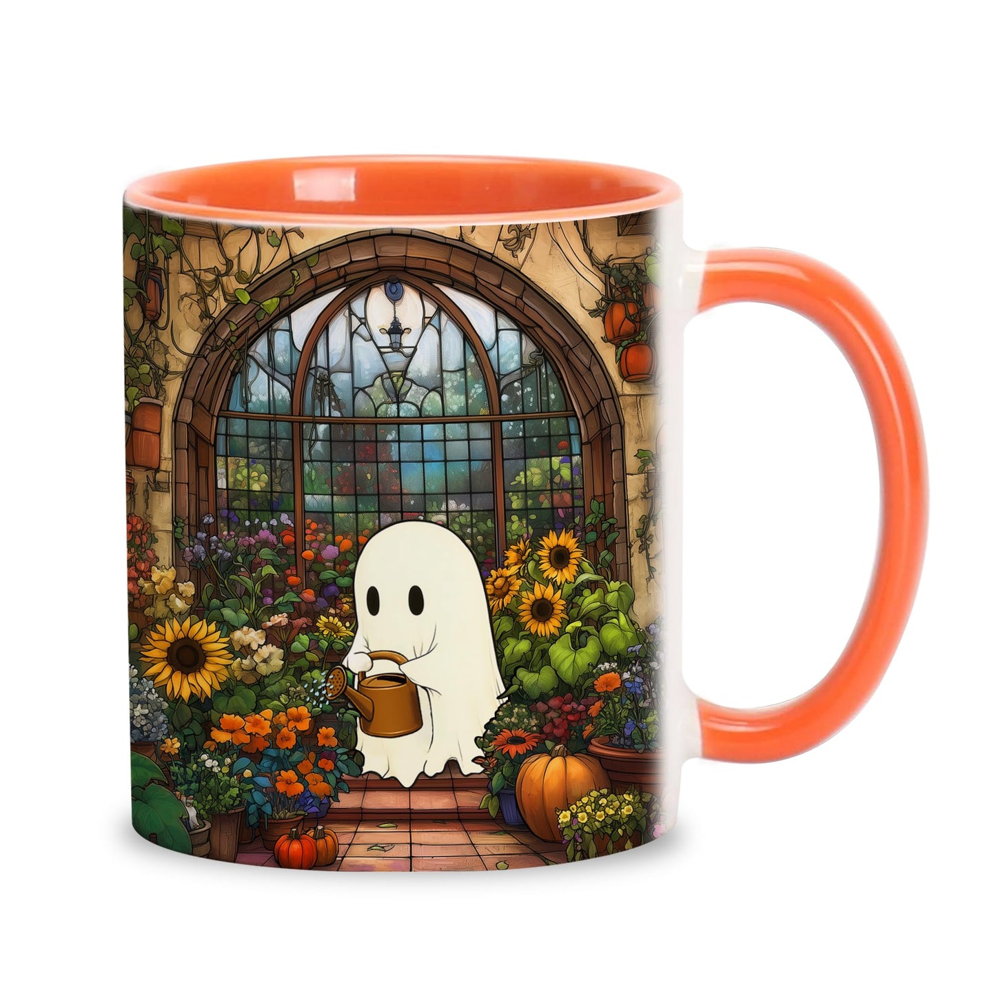Hyturtle Cute Ghost Plant Mug Gifts For Plant Lovers on Birthday Halloween