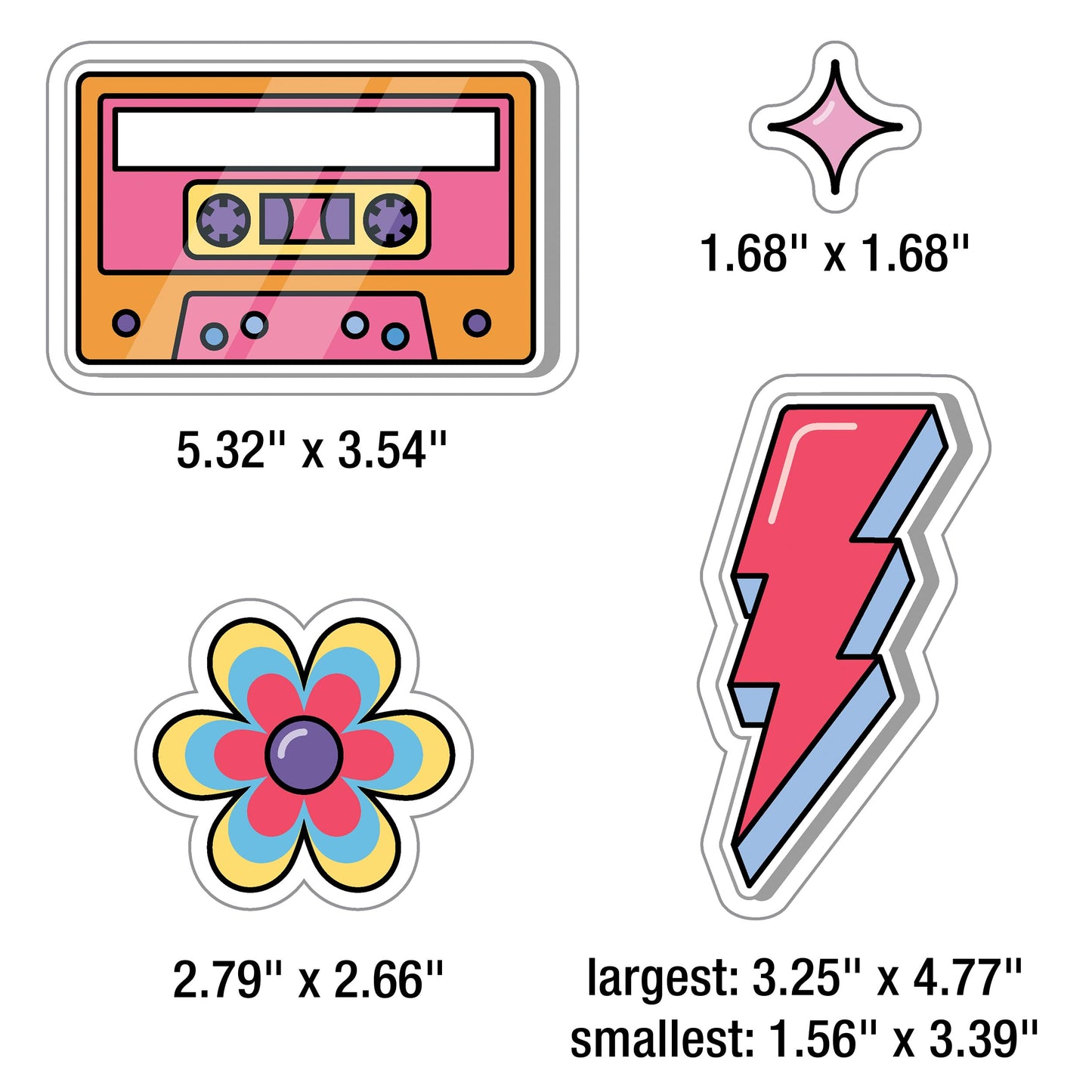 Happily Ever Elementary Retro Remix 79-Piece Work That Rocks Motivational Bulletin Board Set, Boombox, Cassette Tapes, Headphone, Flowers and More Groovy Bulletin Board Decorations for Classroom Decor