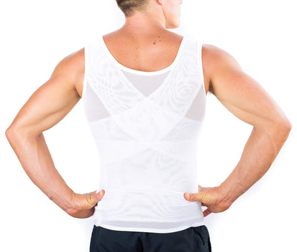 Esteem Apparel Original Men's Chest Compression Shirt to Hide Gynecomastia Slimming Shapewear (White, Large)
