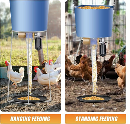 Timed Automatic Chicken Feeder 16 Groups of Timer & Quantitative Poultry Feeders Auto Gravity Food Dispenser Kit for Chicken Rooster Dog Duck Cat Bird Chicken Coop