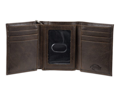 Dickies mens Leather Trifold Wallet, Dark Brown, One Size US