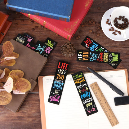 200Pcs Inspirational Bookmarks Motivational Quotes Bookmarks Bulk Double-Sided Printed Encouraging Book Markers Positive Page Markers for Students Teachers School Home Office Supplies