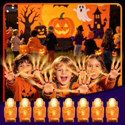 Mikulala 100pcs Finger Lights, Glow in the Dark Orange Flashlights Party Supplies, Halloween Party Favors for Kids, Goodie Bag Stuffers Classroom Prizes Carnival Birthday Concert Accessories