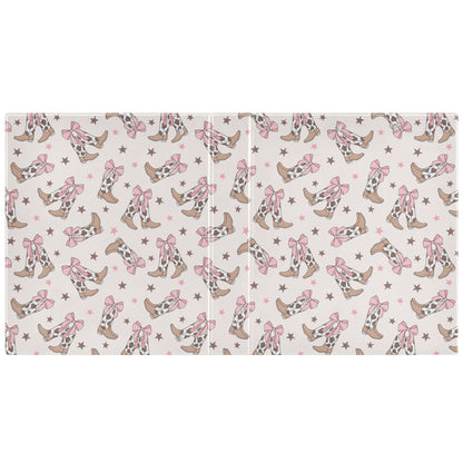 Pink Bow Cowgirl Round Ring Binders 1.5 Inch Doodle Bow Knot 3 Ring Clipboard Binder for Office School Work Supplies File Folder 200 Sheet Capacity