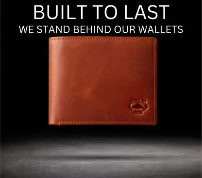Stealth Mode Leather Bifold Wallet for Men With ID Window and RFID Blocking (Beige)