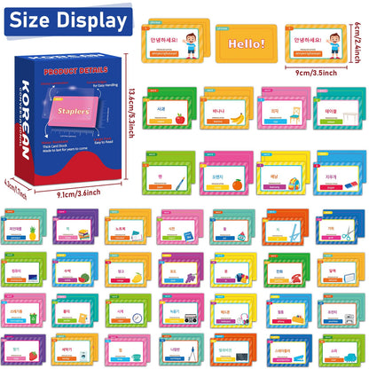 100Pcs Korean Conversational Phrase Flash Cards Korean Learning Beginner Sayings for Travel, Memory, Quick Reference Educational Bilingual Language Learning Resource Tool for Adults School Classroom