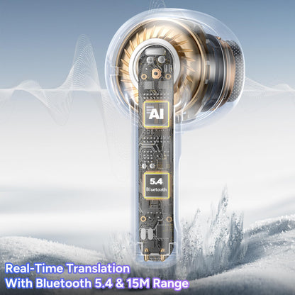 TEEPOCH AI Language Translator Earbuds,OWS Real-Time 4-in-1 Translation Earbuds 144 Languages & Accents, Bluetooth 5.4 Translation Device for Travel/Business/Learning (White+Black)