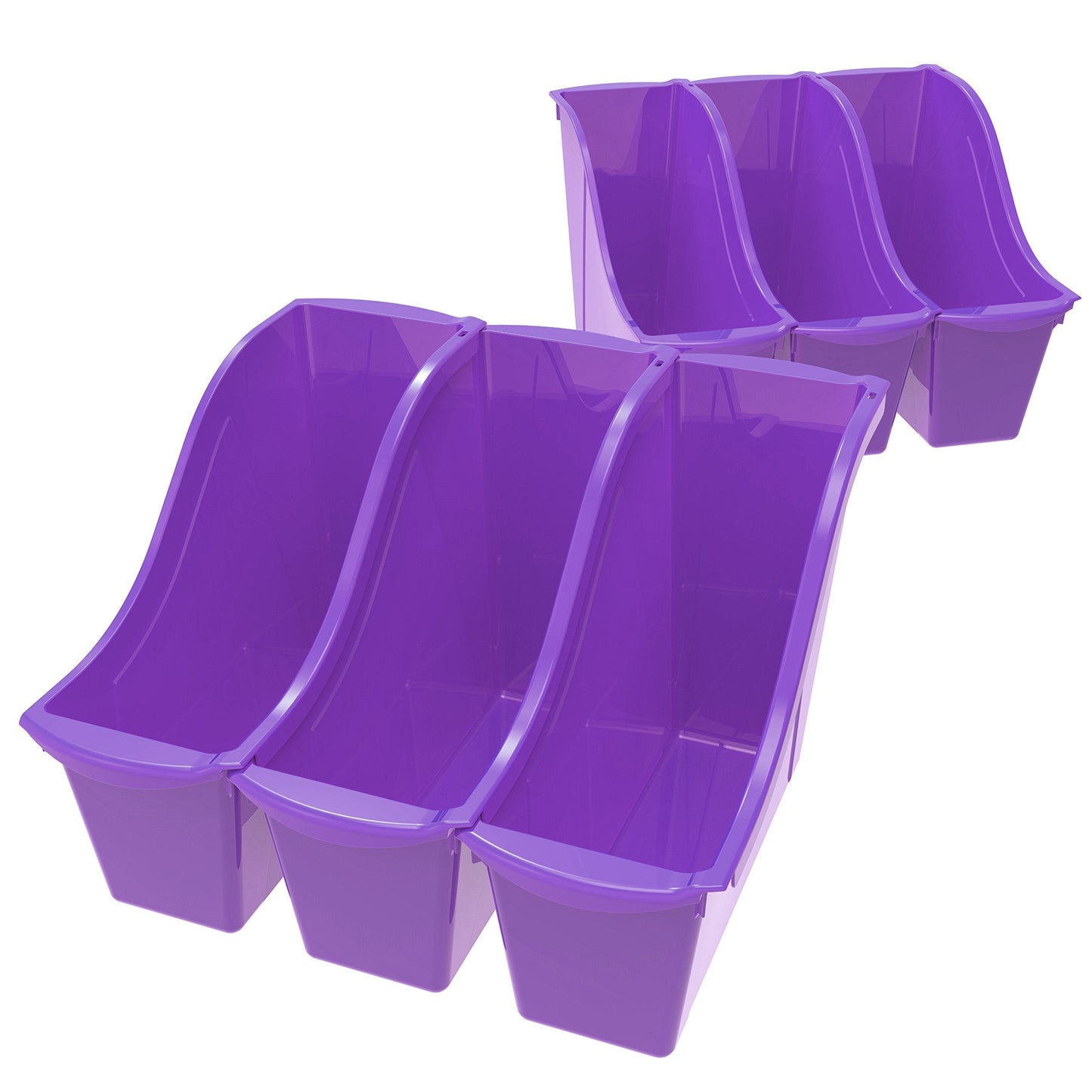 Storex Small Book Bin – Interlocking Plastic Organizer for Home, Office and Classroom, Purple, 6-Pack (71110U06C)