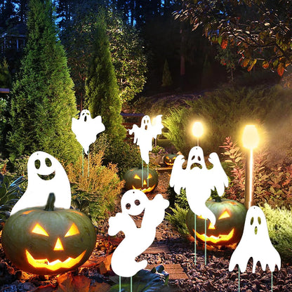 Halloween Yard Signs Outdoor Decorations - 6 PCS Ghost Stakes Outside Decor - Double Sided Party Decorative Signs for Yard Home Lawn Patio Garden ﻿