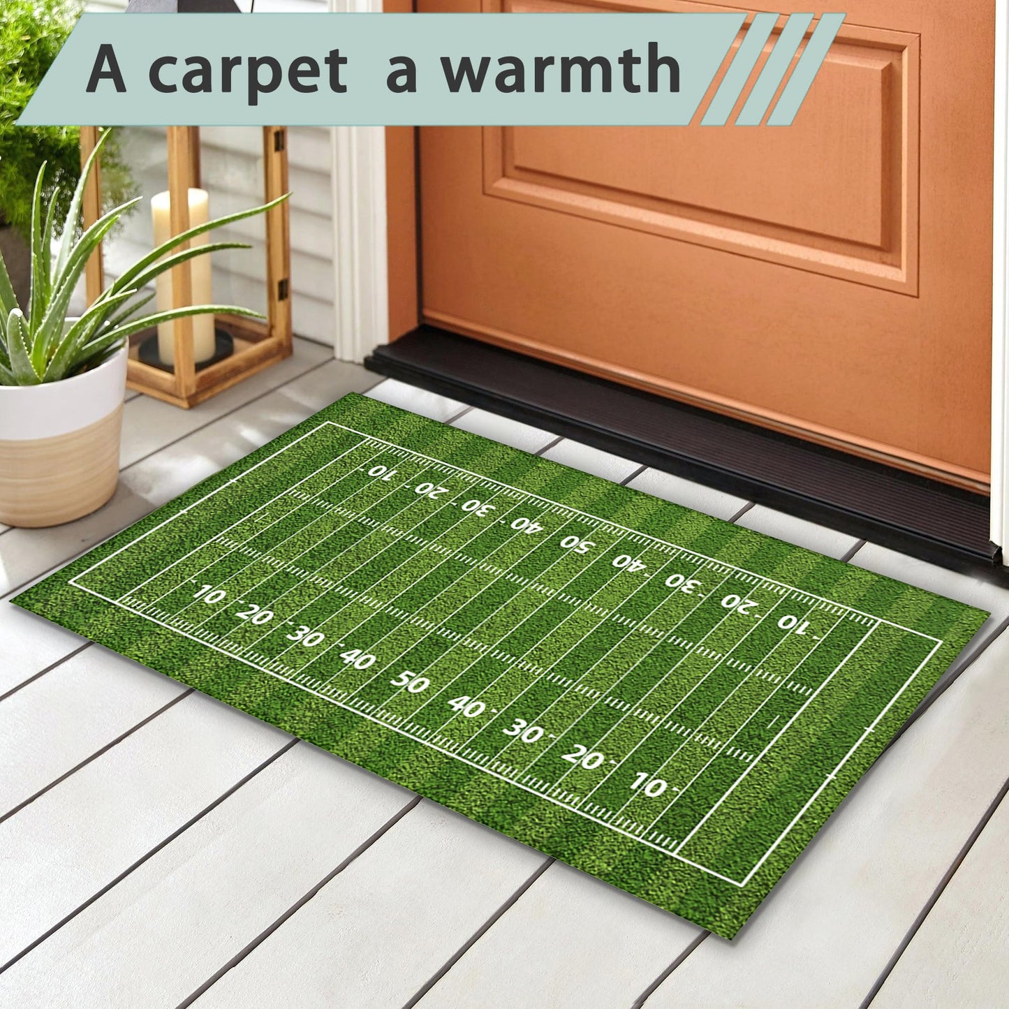 Front Door Mat, American Football Field Indoor Outdoor Entrance, Welcome Mats, Non-Slip Door Mats, Low Profile Front Door Mat,Entryway Mat for Porch Patio 17''x30''