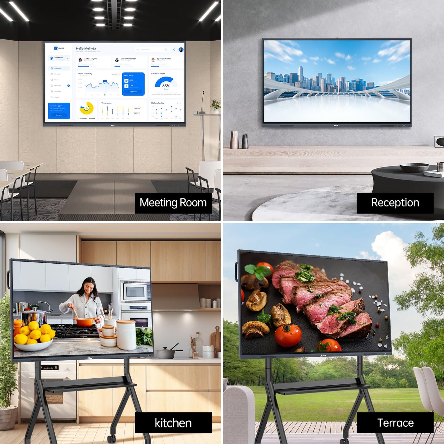 JAV Smart Board, 65'' 4K UHD Interactive Whiteboard, All in One Smartboard for Office, Digital Smart Whiteboard Built in Dual System and 13MP Camera for Classroom (Wall Mount Included)