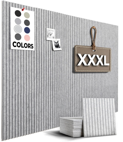 WALLHERO Office Cork Board, 59"x36" | 15 Pack | Felt Tiles for Wall, Tac Board, Large Felt Board, Wall Protector for Dart Board, (Gray Marble Slats)