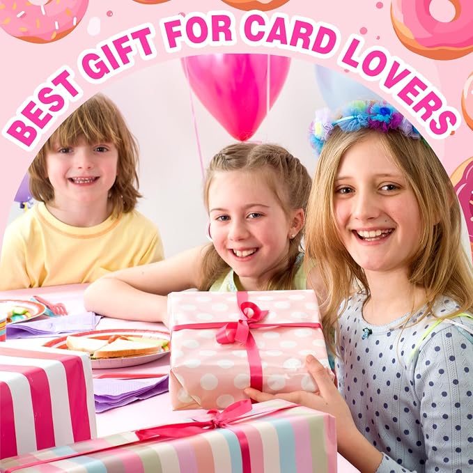 4 Pocket Card Binder 400 Card Holder Album, Pink Donut Trading Cards Holder Zipper Binder for Girl Teen Collection (Blue Donut, 400 Pocket)