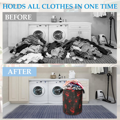 Halloween Blood Spatter Hand Laundry Basket Collapsible Laundry Hamper, Oxford Cloth Storage Bin for Room/Bathroom/Bedroom/Dormitories 16" X 20.8"