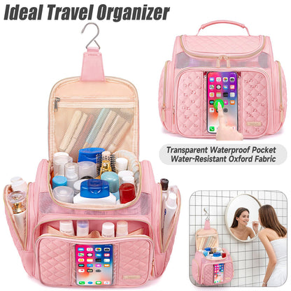 Tealari Large Toiletry Bag for Women Men,Bathroom Bag,Water Resistant Shower Bag,Makeup Bag,Portable Shower Caddy for College Dorm,Hanging Travel Toiletry Bag with Transparent Waterproof Phone Pocket