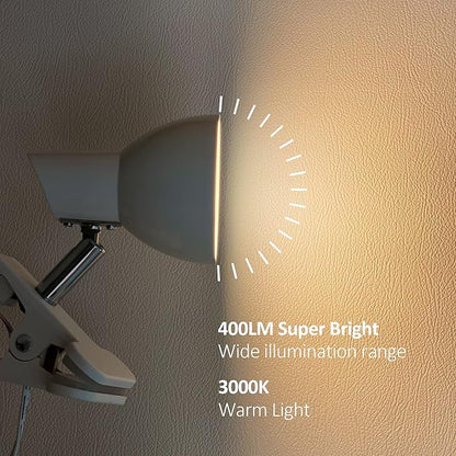 LED Small Clip Light,5W Super Bright Reading Light, 330° Rotation Lamp with Clamp on Desk/Table/Bed Headboard/Cupboard Home Lighting, Modern and Save Space Illumination Powerful bedroom Lamp White