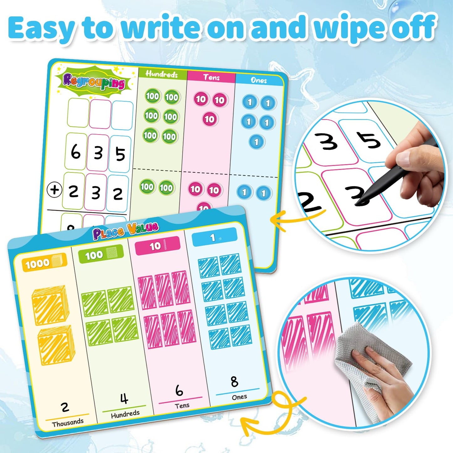 Laffunz Magnetic Place Value Manipulatives Math Games for Kids Regrouping Base Ten Blocks, Addition and Subtraction Games Classroom Must Haves 1st 2nd 3rd Grade Homeschool Supplies Small Group