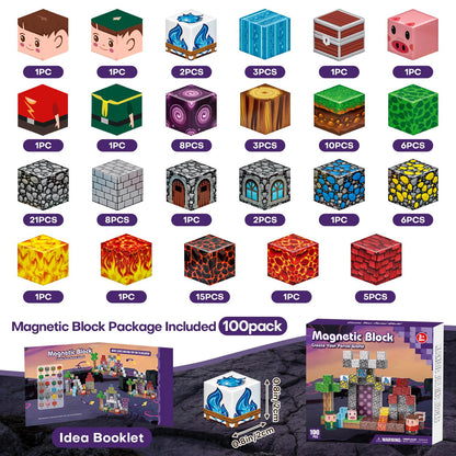Gryxpox Magnetic Blocks, Magnetic Building Blocks 100pcs, Magnetic Blocks for Kids Ages 4-8, Magnetic Cubes STEM Sensory Toys for Ages 3+ Toddlers Boys & Girls–Christmas Birthday Party Kids Gifts