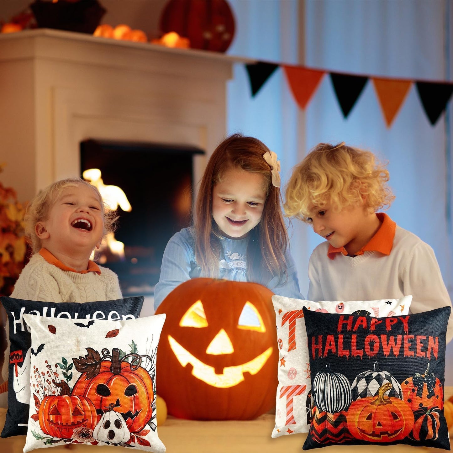 gisgfim 12Pcs Halloween Pillow Covers 18 x 18 inch Boo Ghost Pillow Covers Happy Halloween Cushion Cases Decorations Cushion Case Decorations for Home Bed Sofa Couch Farmhouse Holiday Decor