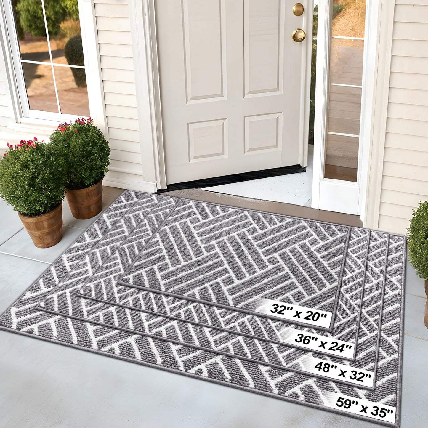 OLANLY Large Indoor Door Mat, 59x35 Inch, Dirt Resistant and Absorbent, Non-Slip Rubber Backing Floor Mats, Easy Clean Low-Profile Doormat for Entryway, Front Door, and Inside Entrance, Grey