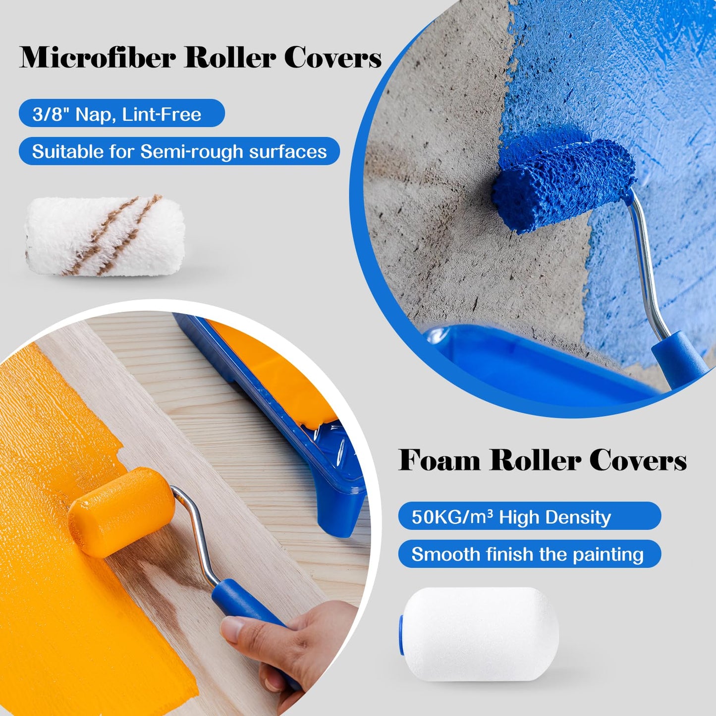 Mister Rui Foam Paint Roller, Mini Paint Roller 2 Inch Sponge Paint Roller Refills, Pack of 20, Small High Density Foam Paint Roller Refills Can be Used with Oil and Water Based Paints