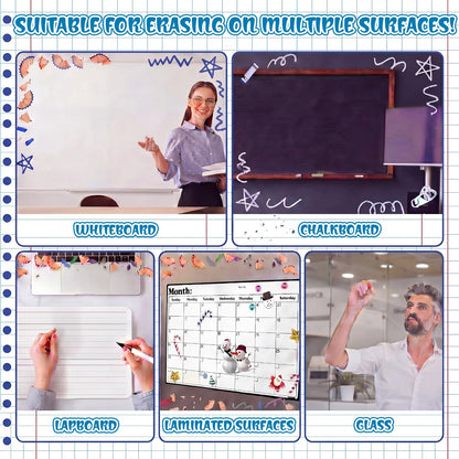 YooNotee 48 Pack Lined Exercise Book Magnetic Dry Erase Erasers 2x2 Inch, Mini Whiteboard Dry Erasers Back to School Supplies Chalkboard Cleaning Pads for Classroom Office Kindergarten Decor