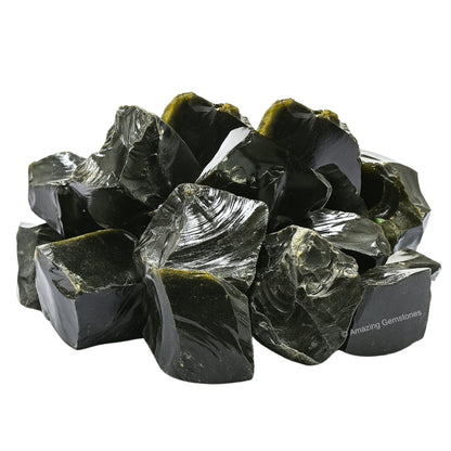 Amazing Gemstone Golden Sheen Obsidian Raw Crystals and Healing Stones, Natural Rocks for Tumbling - DIY Raw Stones and Crystals, 2 Pieces