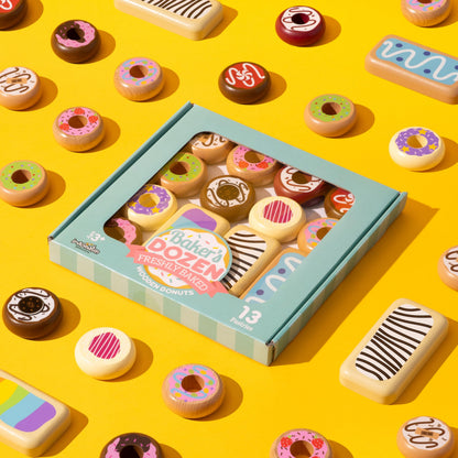 Baker's Dozen Wooden Donuts, 13 Assorted Colorful Wood Eats! Pastries by Imagination Generation
