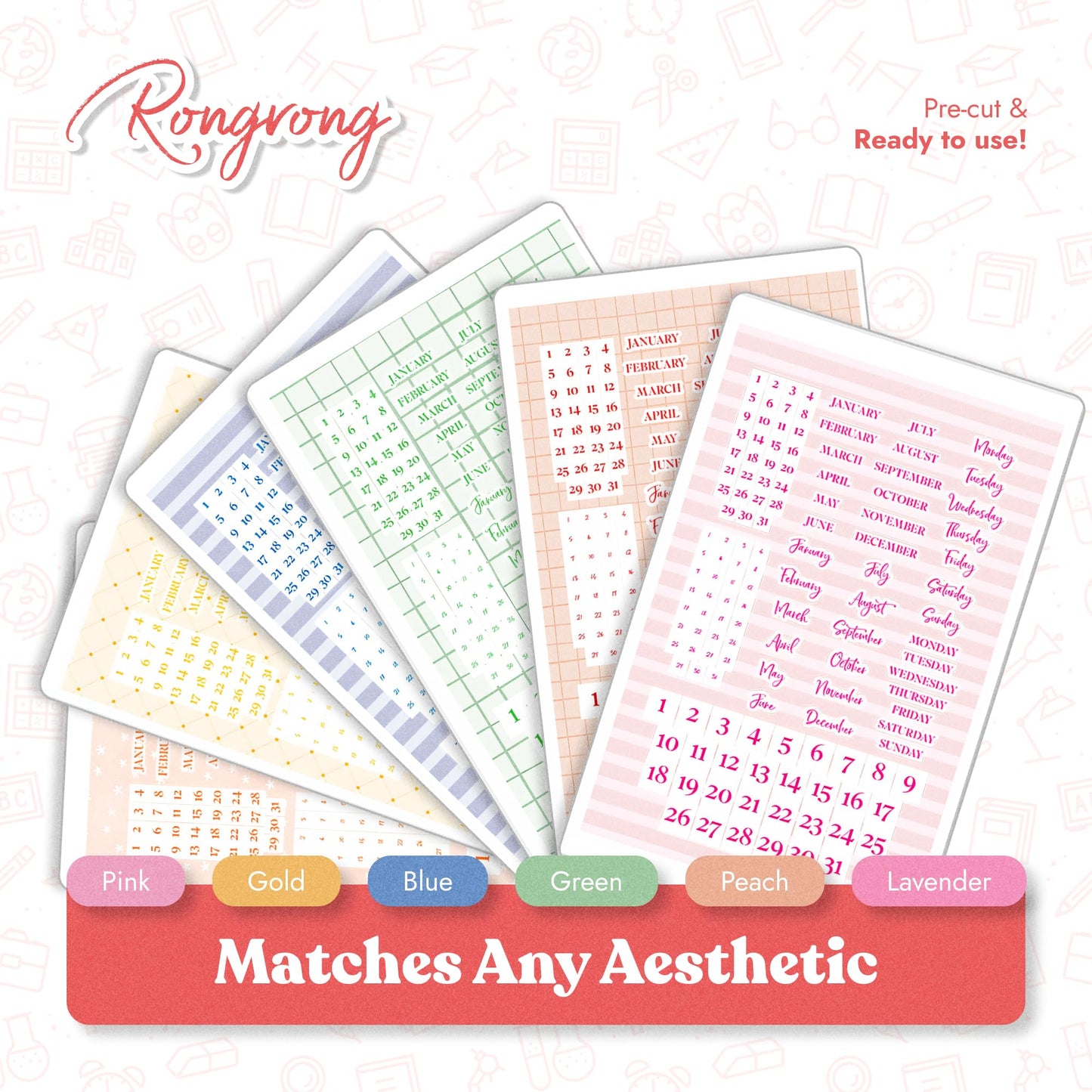 Rongrong Time to Date Planner Stickers Book for Planners, Calendars and Journals – Never Miss a Deadline with Our Essential Date Stickers – Scrapbook Accessories – 24 Pages